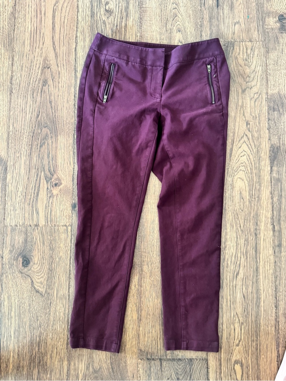 LOFT Ankle-Length Ponte Pants in Plum